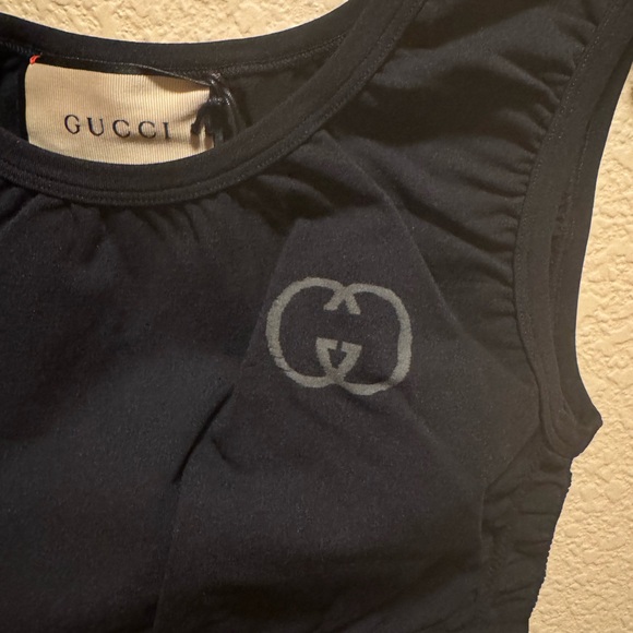 New Authentic Gucci GG Logo Cropped Top Black Size L - Picture 3 of 9